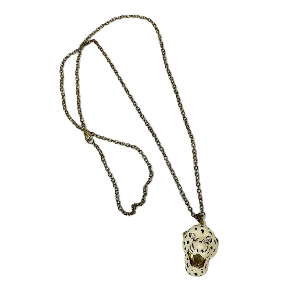 Long Necklace Leopard Head Jungle Cat Cheetah Panther